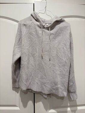 Cyrus Light Gray Ribbed Knit Hoodie